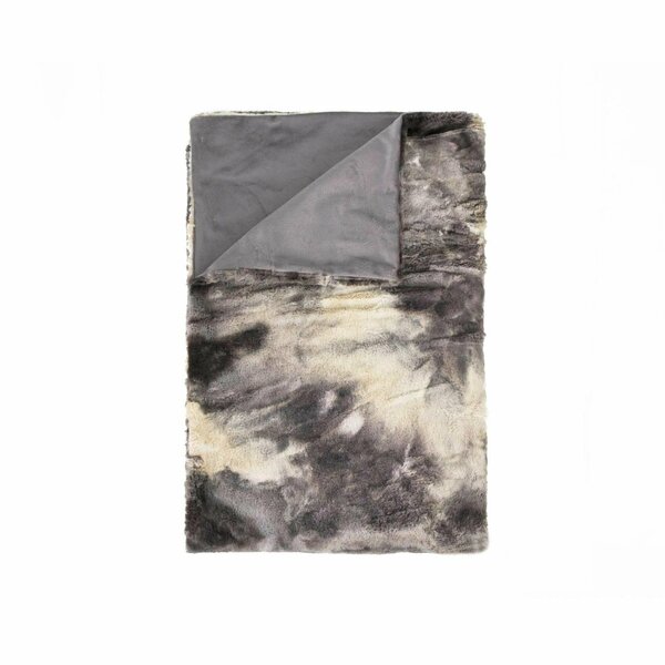 Homeroots 50 x 60 in. Naples Grey & Off-White Fur Throw 354558